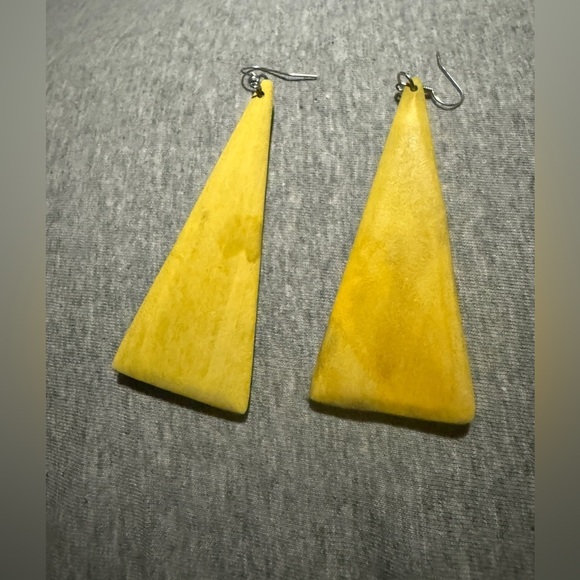 Yellow Geometric Earrings - Picture 2 of 3
